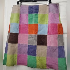 Plaid leather multi color skirt